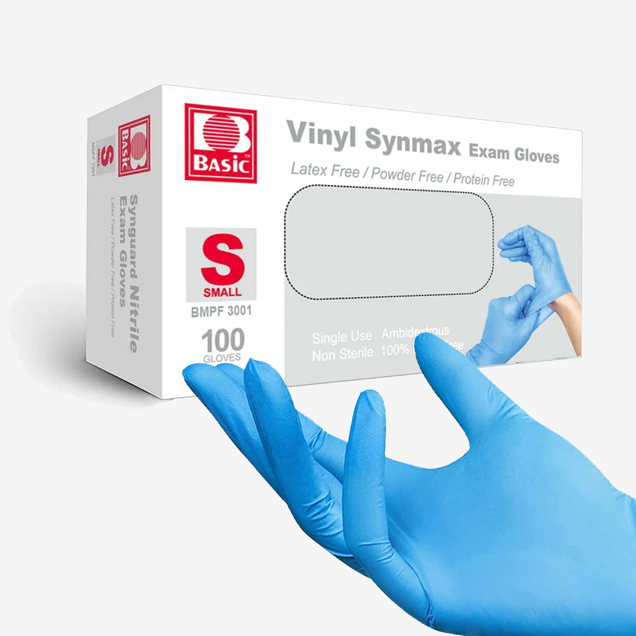 Exam Vinyl  Gloves, Synmax Latex-Free, Powder-Free, Non-Sterile Medical Disposable Gloves  (100 boxes, 10000 gloves, Blue)Bulk