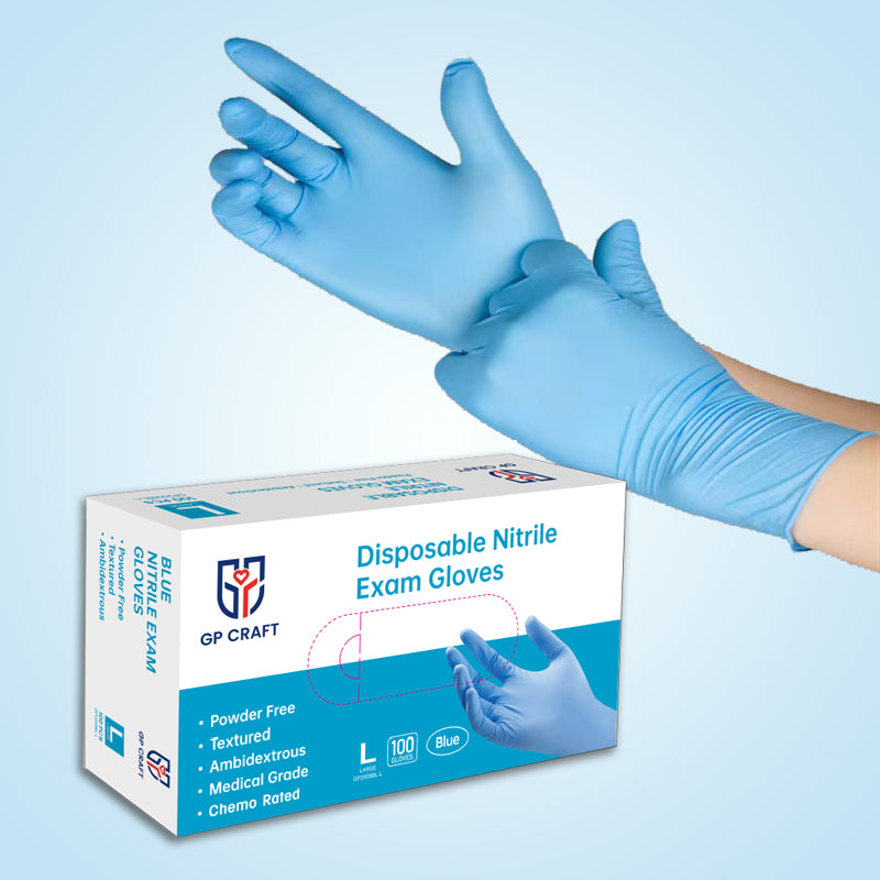 GP40 Disposable Blue Nitrile Gloves (1 Case, 1000 Gloves)