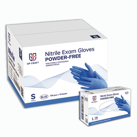 GP Craft Medical Grade Nitrile Disposable Gloves Powder and Latex Free (Case, 10 Packs, 1000 gloves,Iris blue)