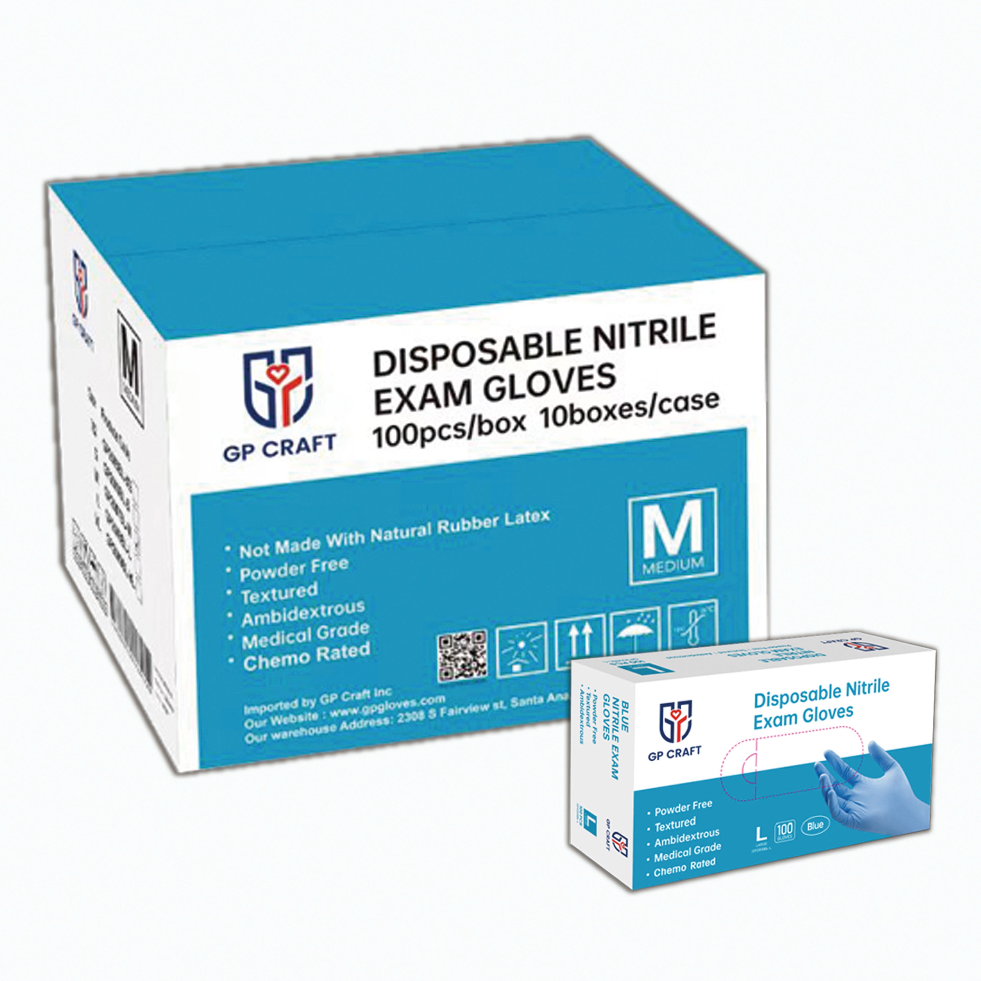 GP40 Disposable Blue Nitrile Gloves (1 Case, 1000 Gloves)