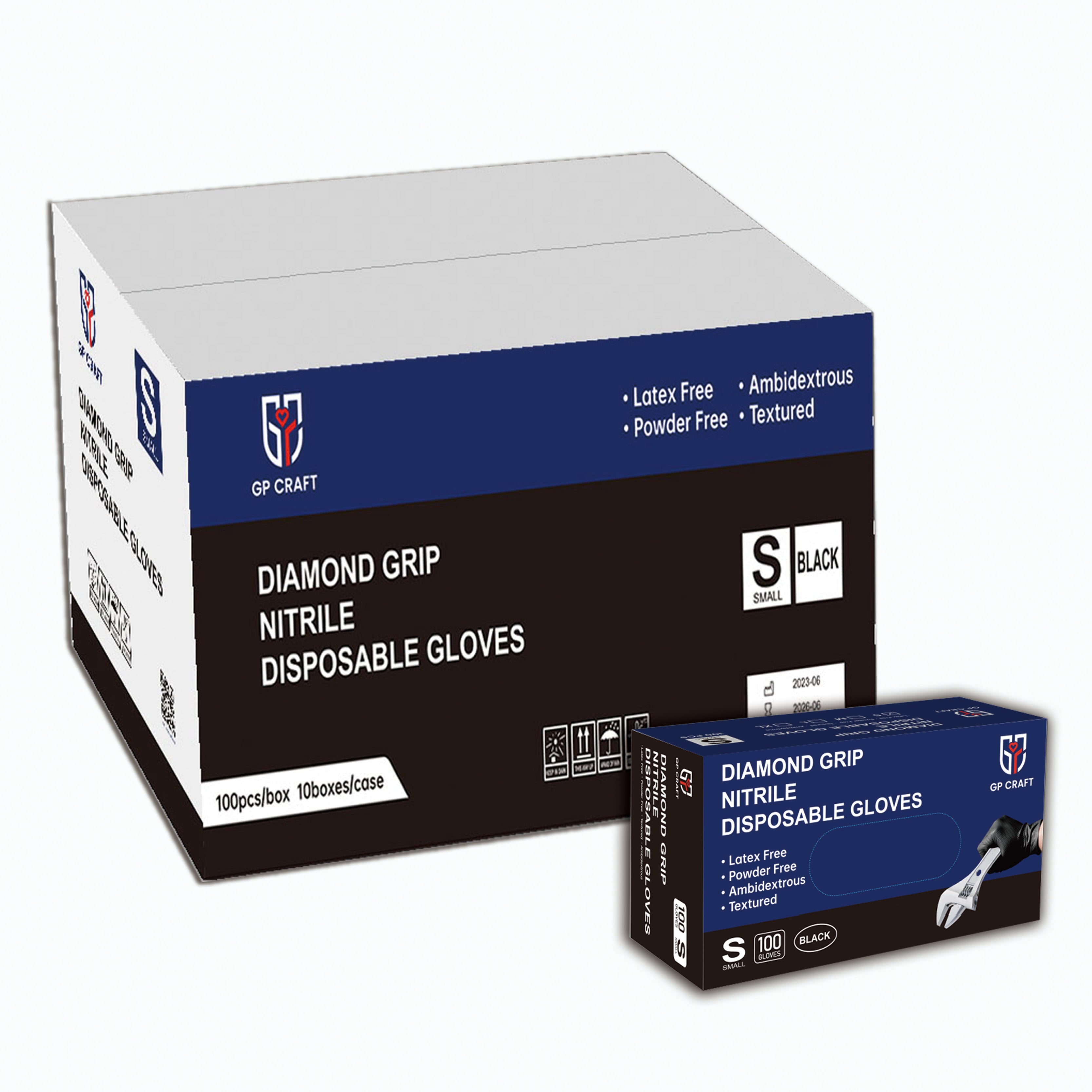 GP66 Diamond Grip Black Nitrile Gloves (1 Case, 1000 Gloves)