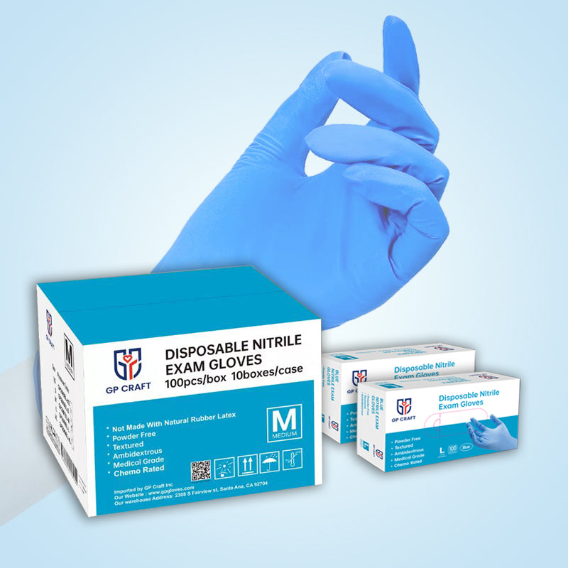 GP40 Disposable Blue Nitrile Gloves (1 Case, 1000 Gloves)