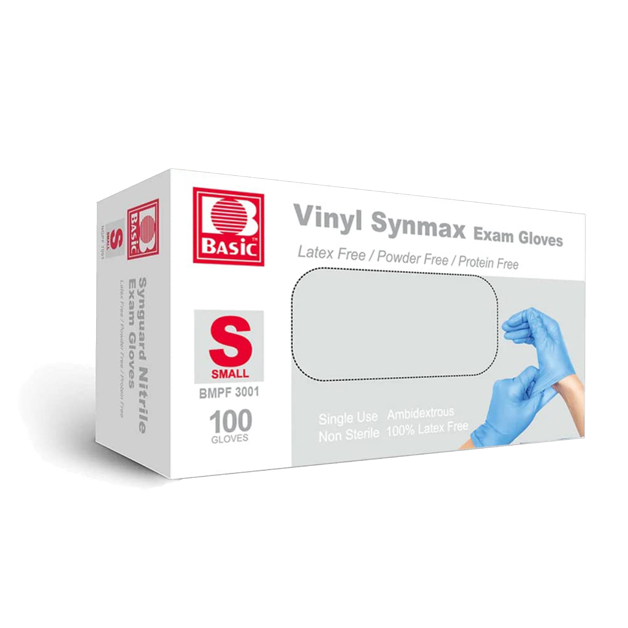 Exam Vinyl  Gloves, Synmax Latex-Free, Powder-Free, Non-Sterile Medical Disposable Gloves  (10 boxes, 1000 gloves, Blue)