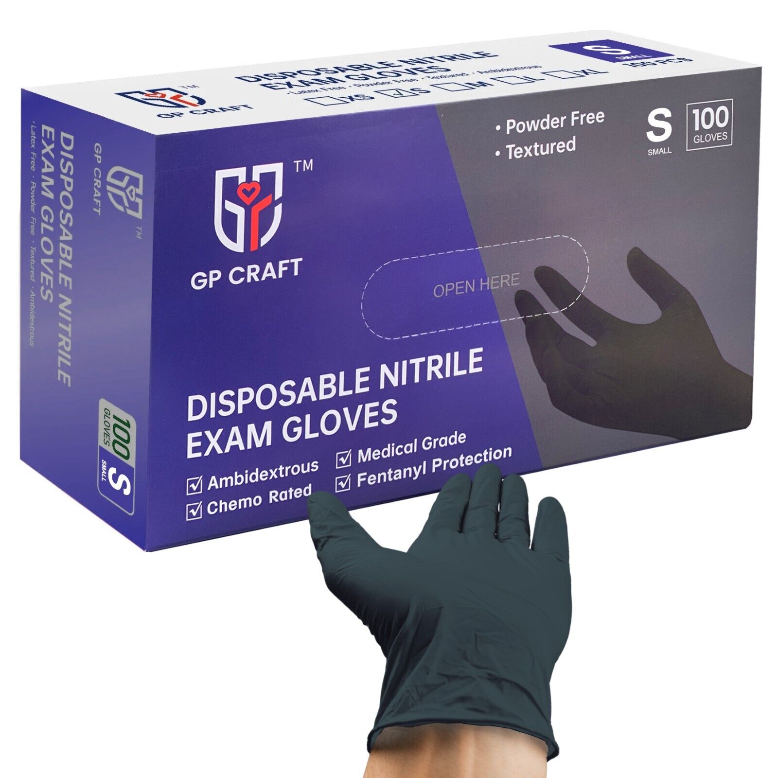 GP51 Chemo Grade Fentanyl Resistant Black Nitrile Gloves (1 Case, 1000 Gloves)